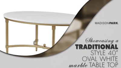 Elegant Bordeaux 41" White Marble & Gold Metal Coffee Table