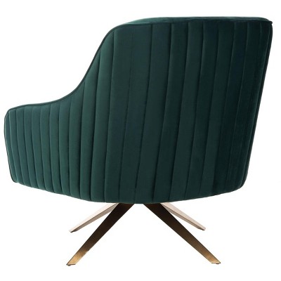 Emerald Velvet Swivel Arm Chair with Gold Brushed Base