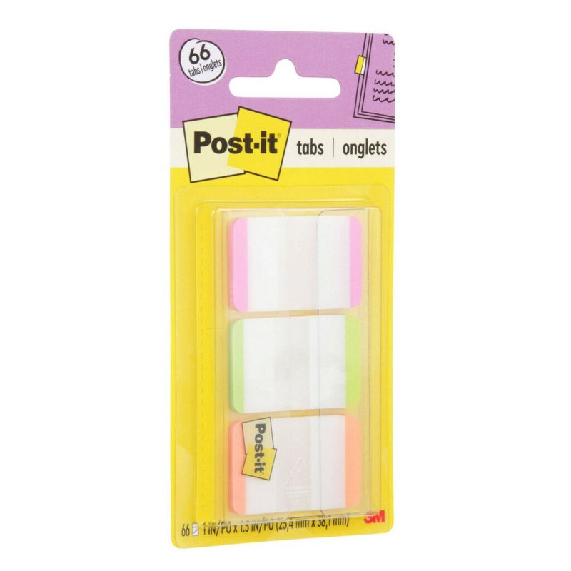 Post-it 66ct 1&#34; Repositionable Filing Tabs with On-the-Go Dispenser - Pink/Green/Orange, 5 of 14