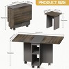 Rustic Folding Dining Table Set for Small Spaces, 5-Piece Drop Leaf Kitchen Table with Wood Finish, Storage Shelves and Wheels-The Pop Home - 3 of 4