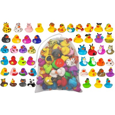 Image of Kicko Assorted Rubber Ducks with Mesh Bag, Multicolored 50-pieces