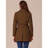 INSPIRE CHIC Women's Notch Lapel Double Breasted Belted Mid Long Outwear Winter Coat - 4 of 4