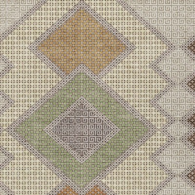 HomeRoots 5' X 8' Brown Copper And Fern Green Geometric Washable Indoor Outdoor Area Rug