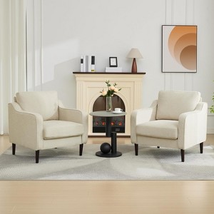 Coucheta 30" Linen Armchair - Modern Reading Chair Single Sofa with Wood Legs for Living Room & Bedroom - 1 of 4