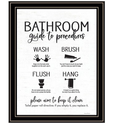 HomeRoots Bathroom Guide Black Framed Print Bathroom Wall Art