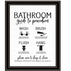 HomeRoots Bathroom Guide Black Framed Print Bathroom Wall Art - 1 of 3