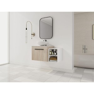 NicBex Floating Bathroom Vanity with 4 Styles Ceramic Basin,Bathroom Sink Vanity with Soft Close Doors,Bathroom Sink Cabinet for Bathroom,Oak - 1 of 4