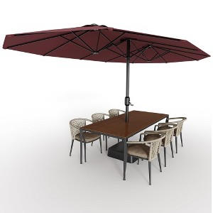 15FT Large Patio Umbrella with Lights, 36 Lights Double-Sided Patio Umbrella with Weighted Base for Poolside Garden Backyard - 1 of 4