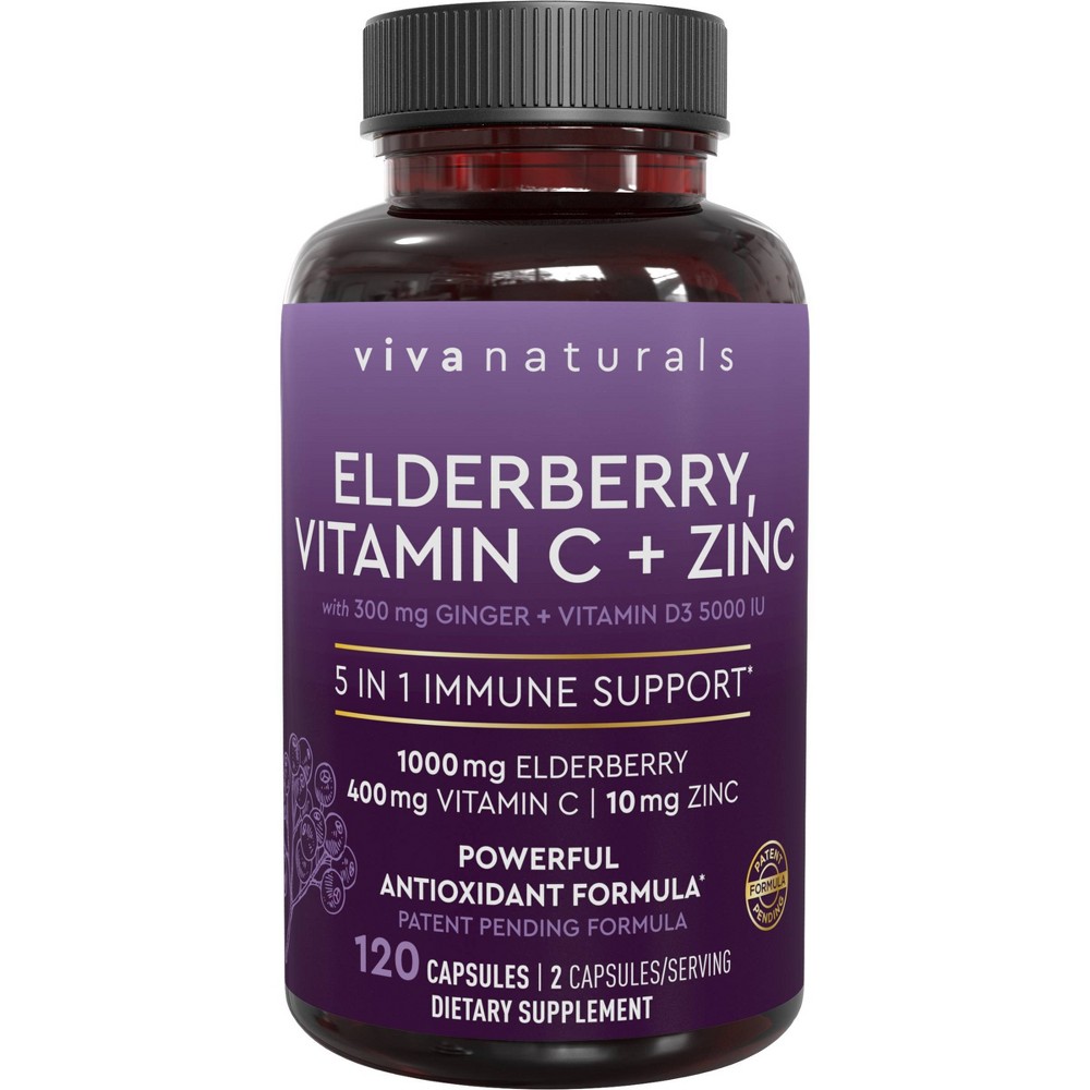 Photos - Vitamins & Minerals Viva Naturals Elderberry 5-in-1 Immune Support Supplement with Vitamin C &