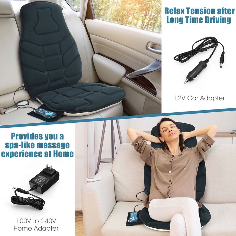 Massage Seat Cushion Back Massager w/ Heat & 6 Vibration Motors for Home, 5 of 11