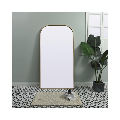 Brass Full-Length Rectangular Wood Frame Mirror