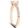 Pompeii3 1 1/2Ct Sideways Emerald Cut Moissanite & Diamond Engagement Ring 14k Rose Gold - 3 of 4