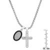 Steeltime Ladies brass & black enamel Our Lady of Guadalupe and simulated diamond cross pendant charms. Color Options: White, Gold - 3 of 4