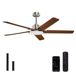 Siljoy 52-in Nickel Ceiling Fan with LED Light and Remote Control Include (5 Blades) For Bedroom Living Room and kitchen - 1 of 4