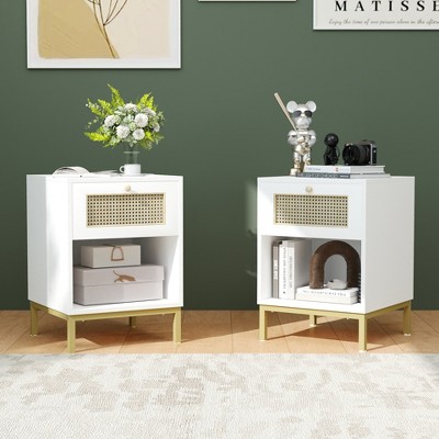 Aheaplus Rattan Nightstands with Drawers
