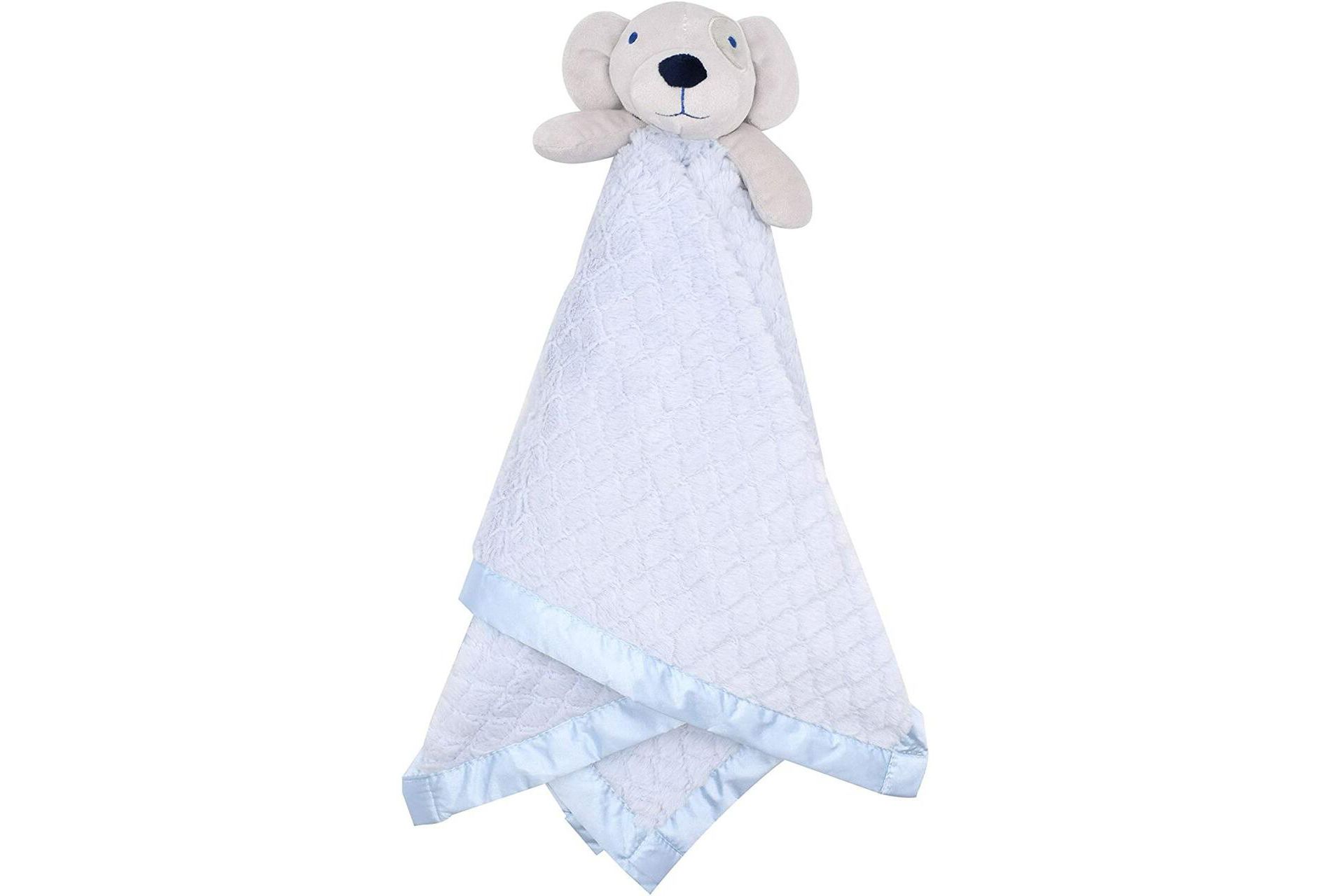 EVERYDAY KIDS Large Lovey Baby Security Blanket Sweet Dog Stuffed Animal on 30”  Blue Snuggle Baby Blanket; Fluffy Fleece with Attached Plush Toy