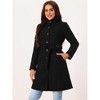 Seta T Women's Stand Collar Belted Single Breasted Long Coat - image 2 of 4