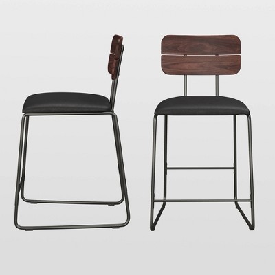 Set of 2 Urban Wood Back Upholstered Counter Stools - Saracina Home