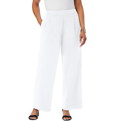 Jessica London Women's Plus Size Stretch Knit Crepe Wide Leg Pant - S,  White : Target