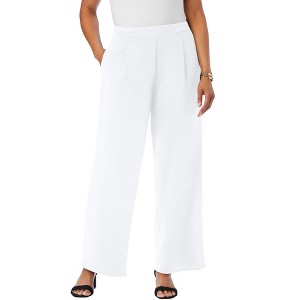Jessica London Women's Plus Size Stretch Knit Crepe Wide Leg Pant - 1 of 4