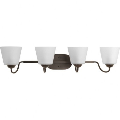 Progress Lighting Arden 4-Light Bath Vanity, Antique Bronze, Etched Glass Shade