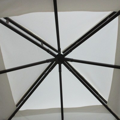 Cream White 10' x 10' Aluminum Frame Patio Gazebo with Netting and Curtains