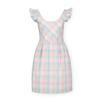 womens pink plaid dress