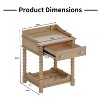 Retro Style Nightstand with Drawer and Open Shelf for Bedroom, Bedside Table with Turned Legs and Metal Handle - 2 of 4