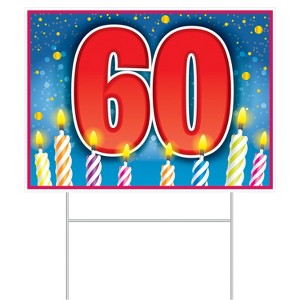 Beistle Plastic  60  Birthday Yard Sign, 11.5" x 15.5", (1/Pkg) Multicolored - 1 of 4