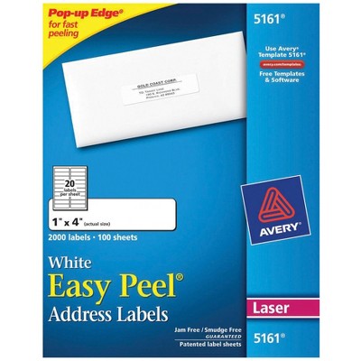 Avery Easy Peel Address Labels, Laser, 1 x 4 Inches, Pack of 2000