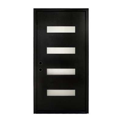 36 x 80 Fiberglass Entry Door with Brickmould, Frosted Glass - Contemporary Style for Home's Front Entrance