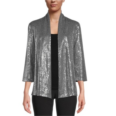 Kasper Womens Sequin Cardigan Sweater