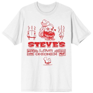 A Minecraft Movie Steve’s Lava Chicken Adult White Crew Neck Short Sleeve T-shirt - 1 of 3