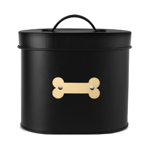 Park Life Designs 50 fl oz Cheshire Oval Dog Treat Canister Food Storage Container - Black - 1 of 4