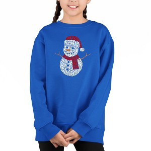 LA Pop Art Christmas Snowman - Girl's Word Art Crewneck Sweatshirt - 1 of 3