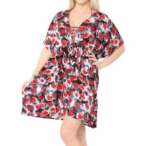 HAPPY BAY Women's Summer Beachwear Swim Suit Wraps Bathing Suit Cover-up Mini Wrap Dresses X-Large-XX-Large Black Tie Dye Design - 1 of 4