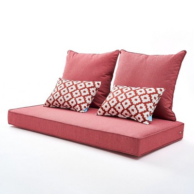 ARTPLAN Patio Deep Seating Loveseat Cushions All Weather Chair Outdoor Cushions Set of 5 for Patio Outdoor Furniture