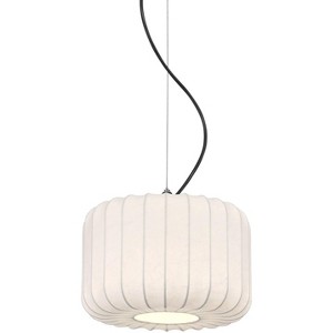 Possini Euro Design Jaime 12" Modern Pendant Ceiling Light Fixture Dining Room Over Table Kitchen Island Foyer Drum Matte Black and White Metal Mini - 1 of 4