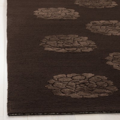 Hand-Knotted Onyx Wool and Silk Medallion Accent Rug