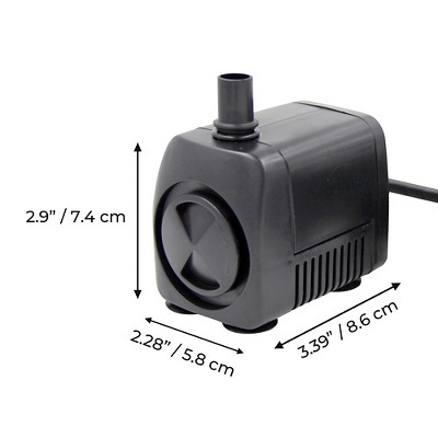 Black Submersible Water Pump for Fountains and Ponds, 265 GPH