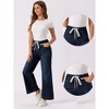 INSPIRE CHIC Women's Drawstring Elastic Waist Wide Legs Jeans Casual Denim Pants - 2 of 4