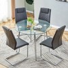 5-Piece Dining Set with Tempered Glass Round Table and 4 PU Armless Chairs - 2 of 4