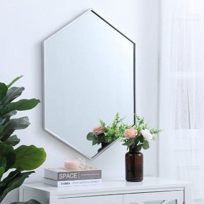 Contemporary Hexagon Silver Mirror 24" x 34"