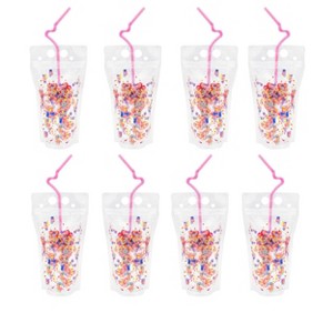 Packed Party Say Cheers Reusable Confetti Hydration Pouches, Birthday Party, Bachelorette Drinkware, Cute Party Cups (Set of 8) - 1 of 4