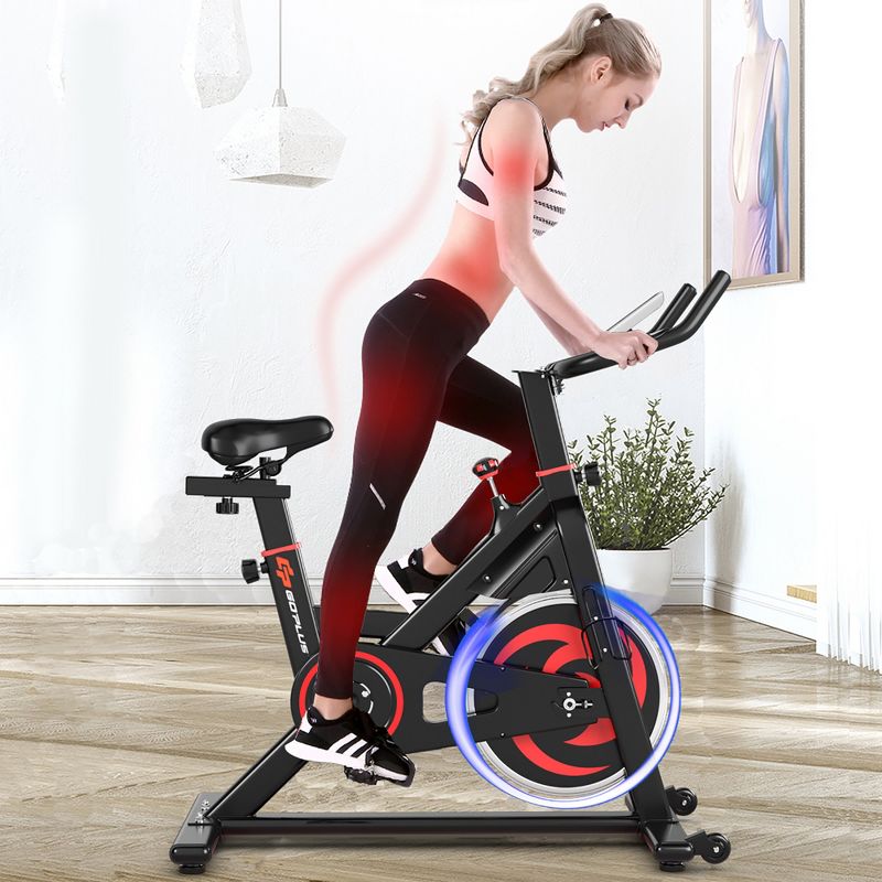 Costway Magnetic Stationary Exercise Cycle Bike Silent Belt Drive, 2 of 11