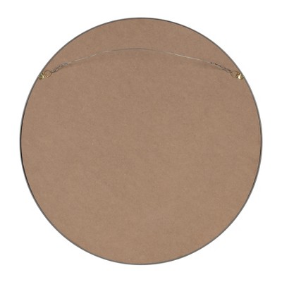 Travis 21.6'' Navy Blue Round Wood Wall Mirror