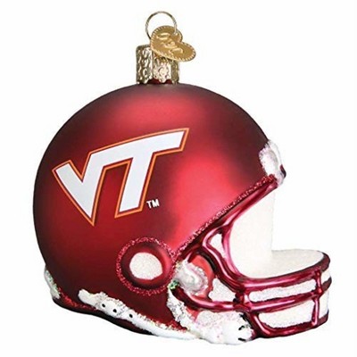 Old World Christmas Blown Glass Ornament for Christmas Tree, Virginia Tech Helmet