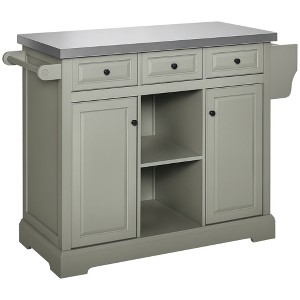 Rolling Kitchen Island with Storage, Kitchen Cart with Stainless Steel Top, Spice Rack & Drawers - 1 of 4