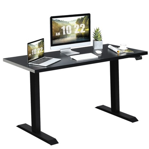 Costway 48'' Electric Sit to Stand Desk Adjustable Workstation w/ Keyboard Tray Brown