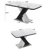 Gulches Modern Stretchable Rectangle Dining Table White MDF Top Black White X Shape Legs Metal Base 220 LBS Load Bearing Home Kitchen - 2 of 4